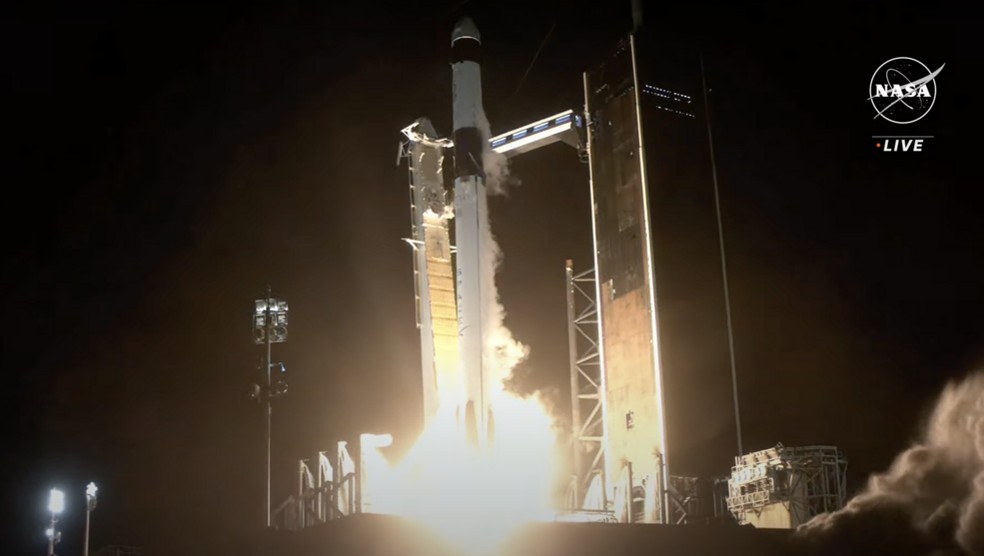 Missão Crew-7 é lançada no Centro Espacial Kennedy da Nasa, na Flórida (EUA) — Foto: Nasa