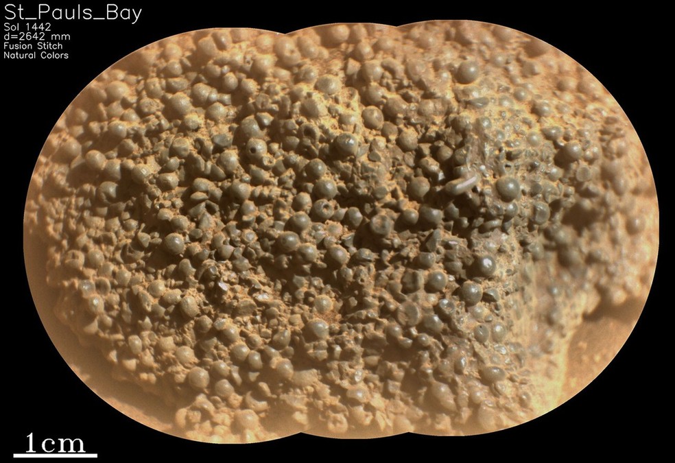 As imagens em detalhes da rocha “St. Pauls Bay” foram adquiridas graças ao instrumento SuperCam Remote Micro Imager (RMI) do Perseverence — Foto: NASA/JPL-Caltech/LANL/CNES/IRAP